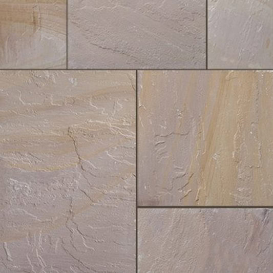 Natural Stone Calibrated Patio Kit Buff Moss Indian Sandstone