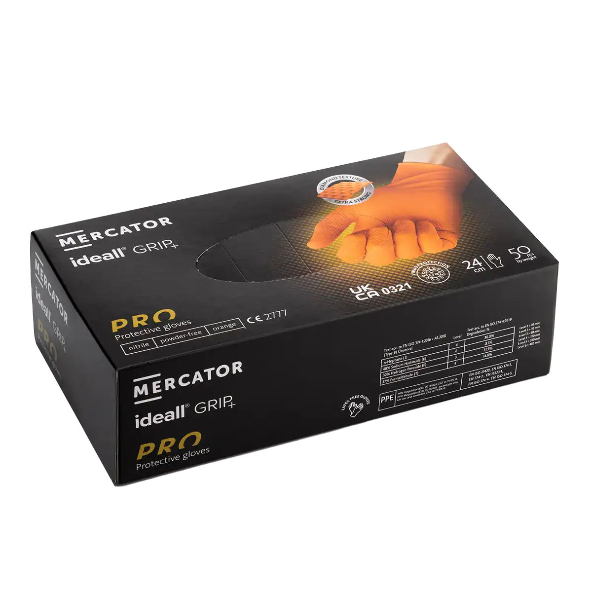 Mercator Ideall Grip Nitrile Gloves Orange